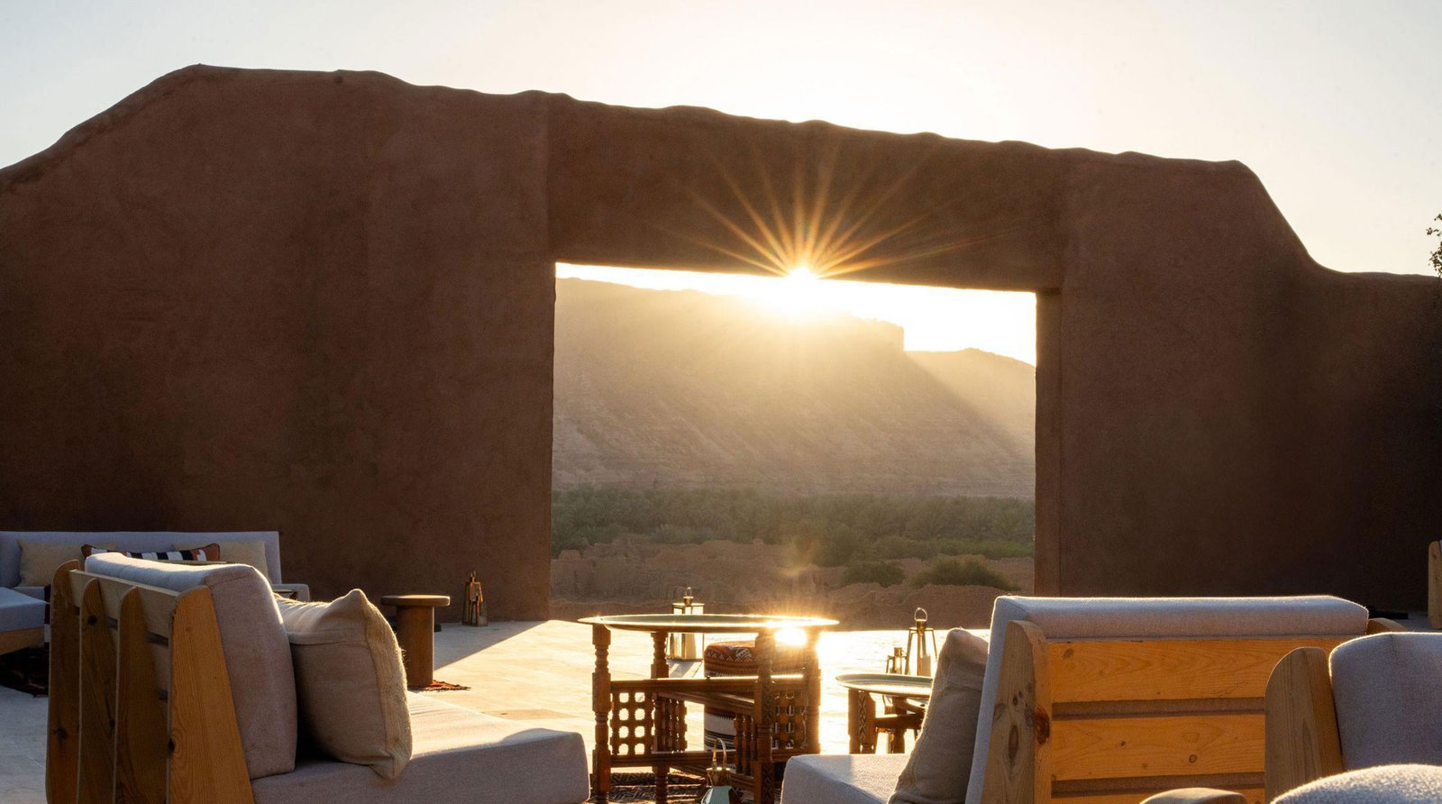 Coastal boardwalk at dusk